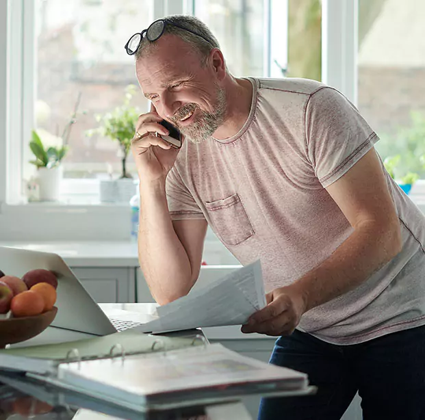 A man on the phone with an accident lawyer.